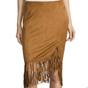 i jeans by Buffalo Tan Fringe Wrap Skirt Size M